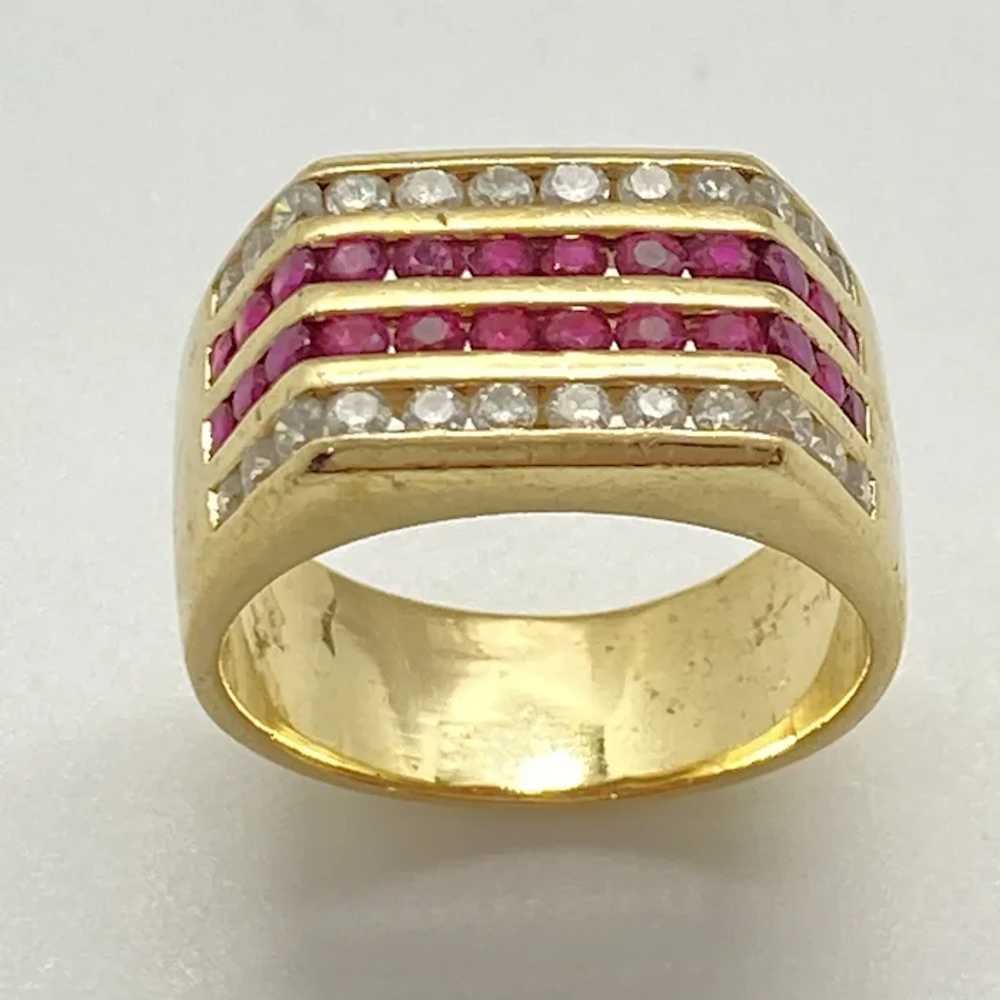 Handsome Ruby and Diamond Mens Ring 14K Gold 1.68… - image 5