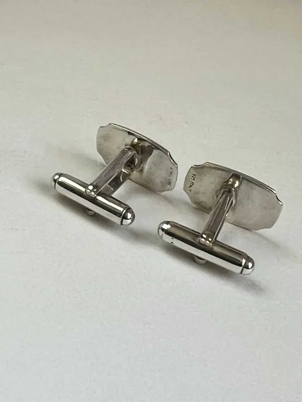 Cufflinks Modernist Sterling Silver Guilloche Ena… - image 4