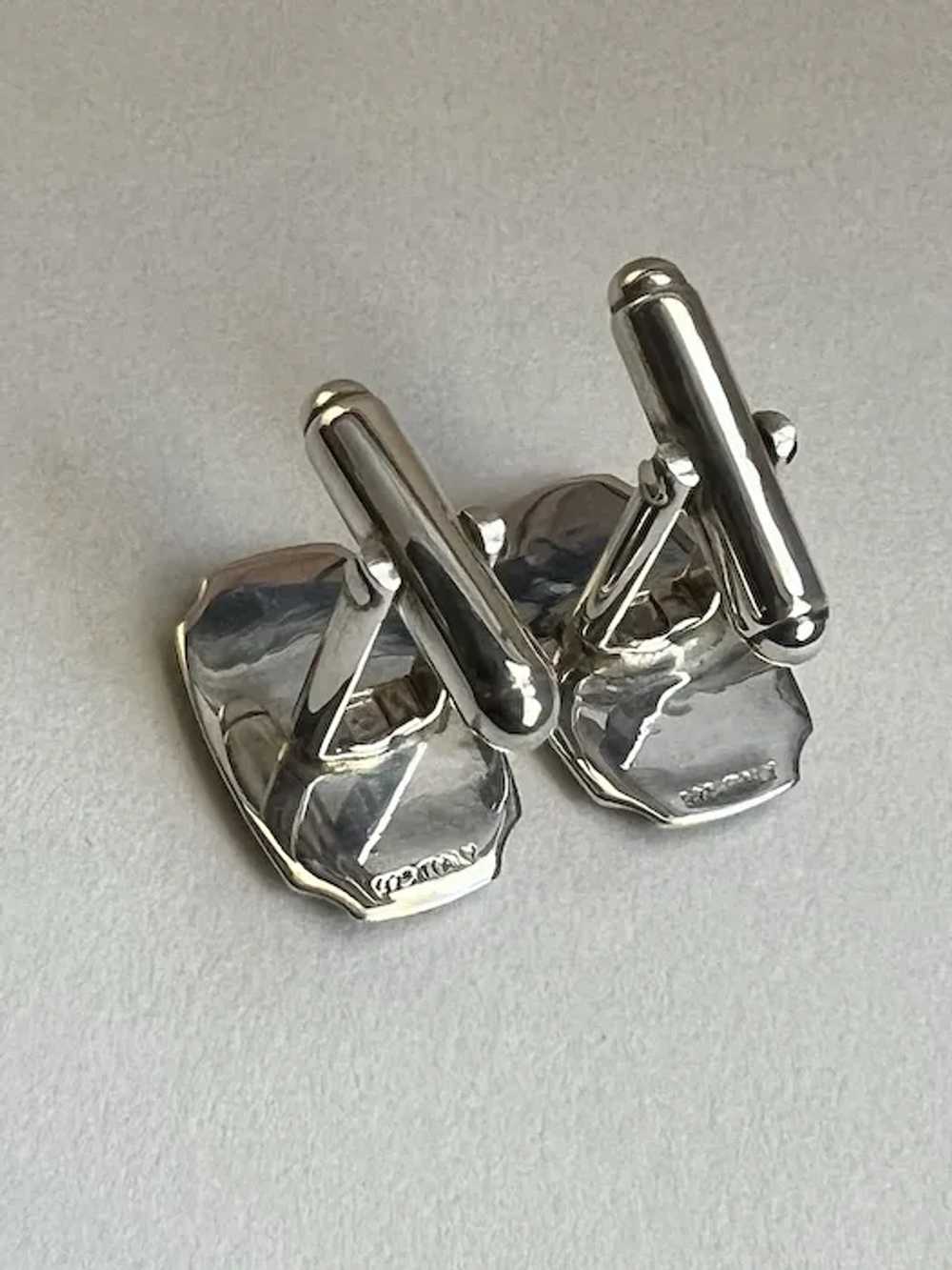 Cufflinks Modernist Sterling Silver Guilloche Ena… - image 5