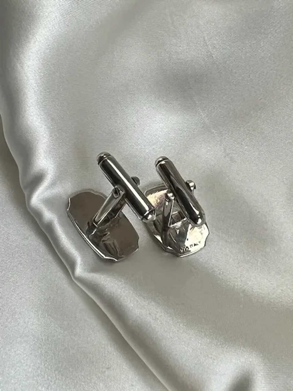 Cufflinks Modernist Sterling Silver Guilloche Ena… - image 6