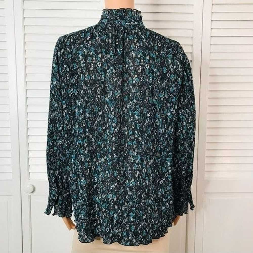 Zara ZARA Blue Ditsy Floral Ruffle Blouse Size Ex… - image 3