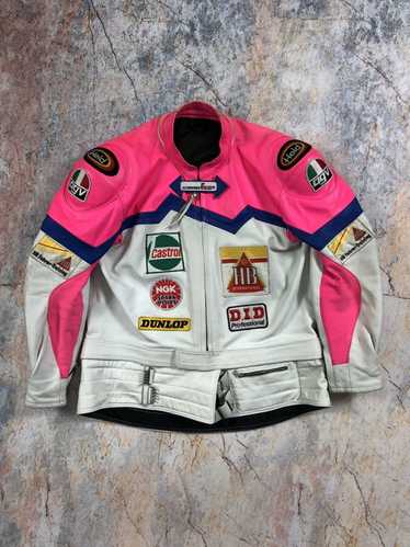 Light Pink Women's Motorcycle Cafe Racer Leather Jacket