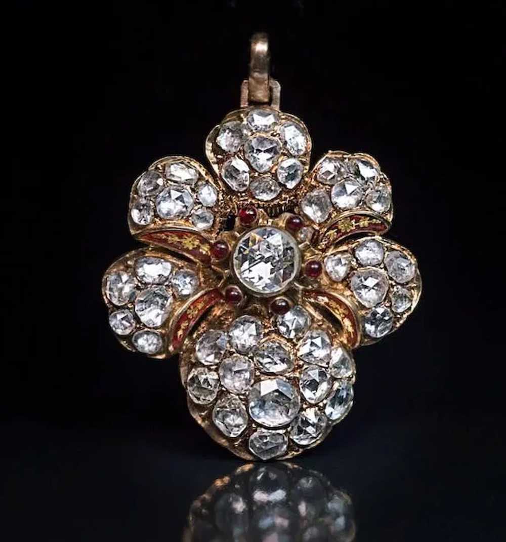 Victorian Era Antique 7 Ct Rose Cut Diamond 14k G… - image 2