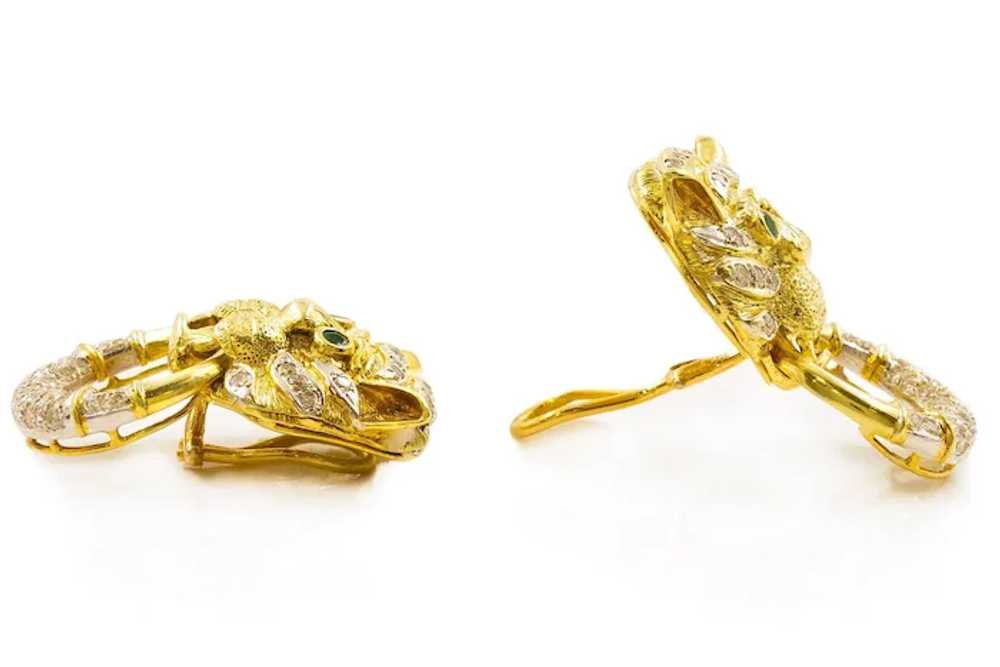 Vintage Pair of 14 Karat Gold Tiger-Face Earrings… - image 8