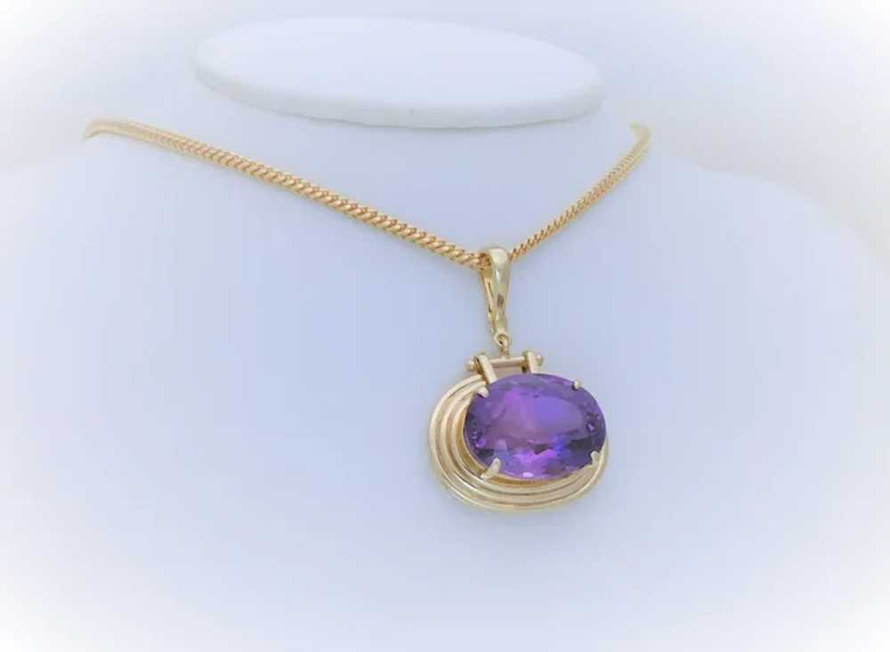 Vintage 14k Natural 26ct Amethyst Enhancer Pendant - image 5