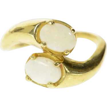 10K Oval Opal Ornate Retro Bypass Statement Ring S