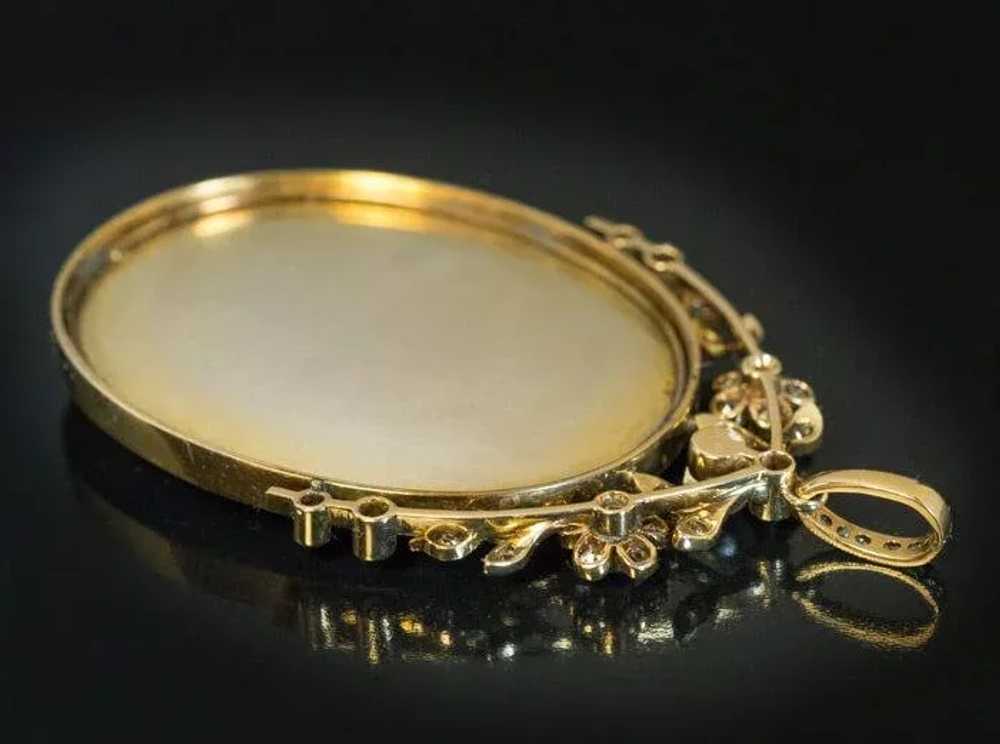 Antique Swiss Painted Enamel Diamond Pearl Gold P… - image 4