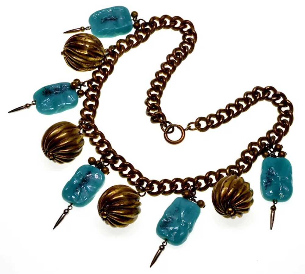 Early Miriam Haskell Pate de Verre Glass Necklace… - image 2