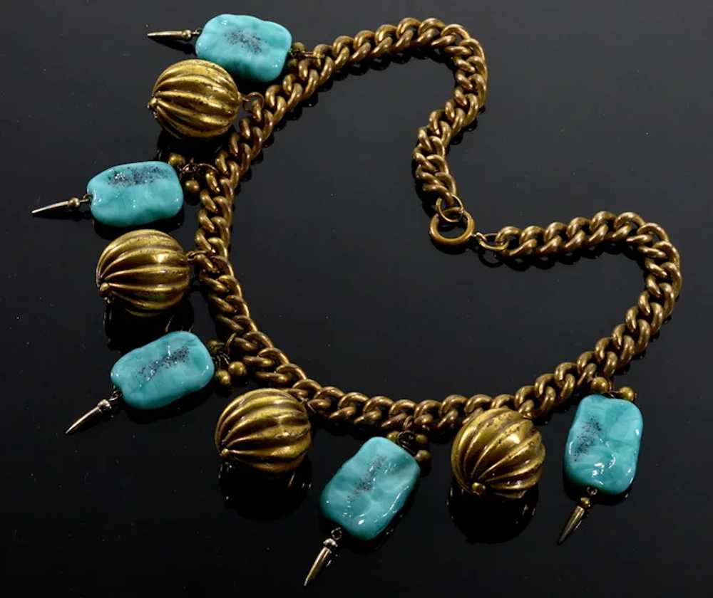 Early Miriam Haskell Pate de Verre Glass Necklace… - image 3