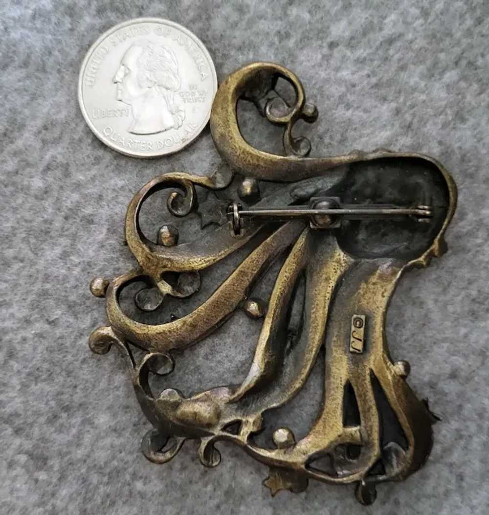 Art Nouveau Style Brooch ​Mystical ​Woman Long Ha… - image 3