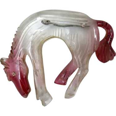 Mid Century Lucite Horse Brooch - image 1
