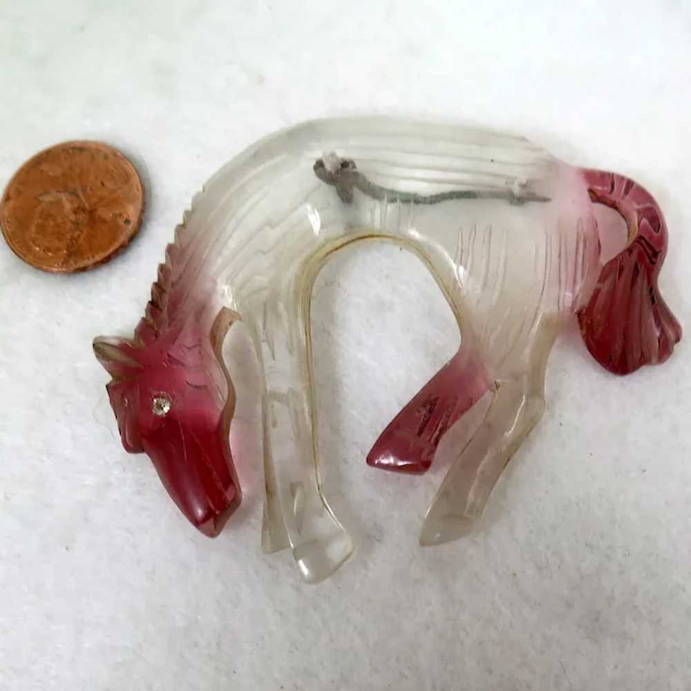Mid Century Lucite Horse Brooch - image 3