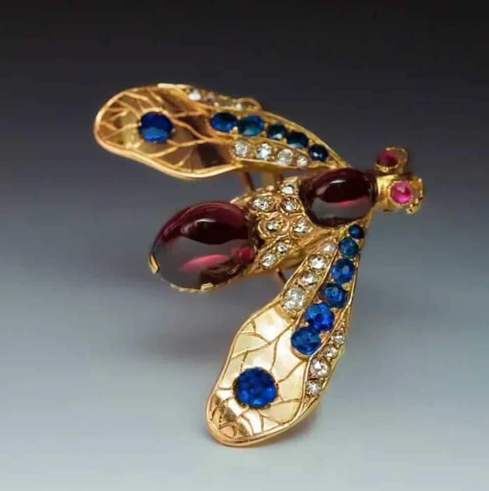 19th Century Antique Jeweled Gold Insect Brooch - image 3
