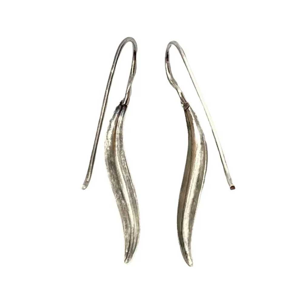 Sterling Silver Dangle Earrings Squiggly Line Dro… - image 2