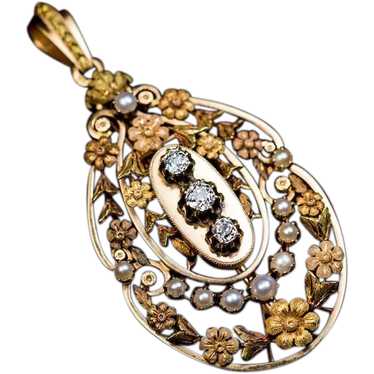 Belle Époque Antique French 18K Gold Diamond Pear… - image 1