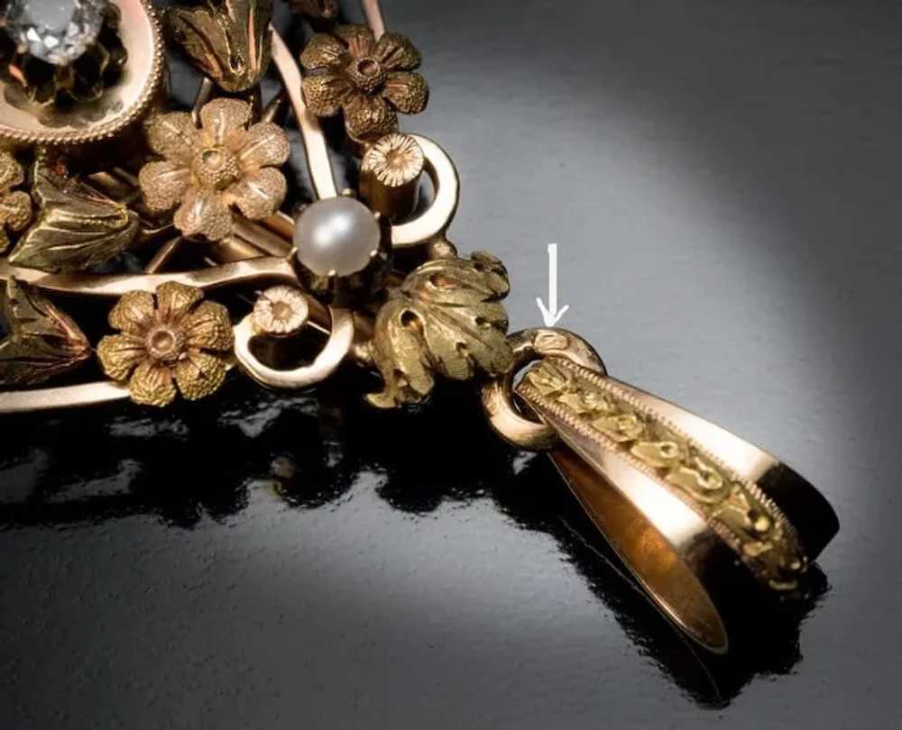 Belle Époque Antique French 18K Gold Diamond Pear… - image 7