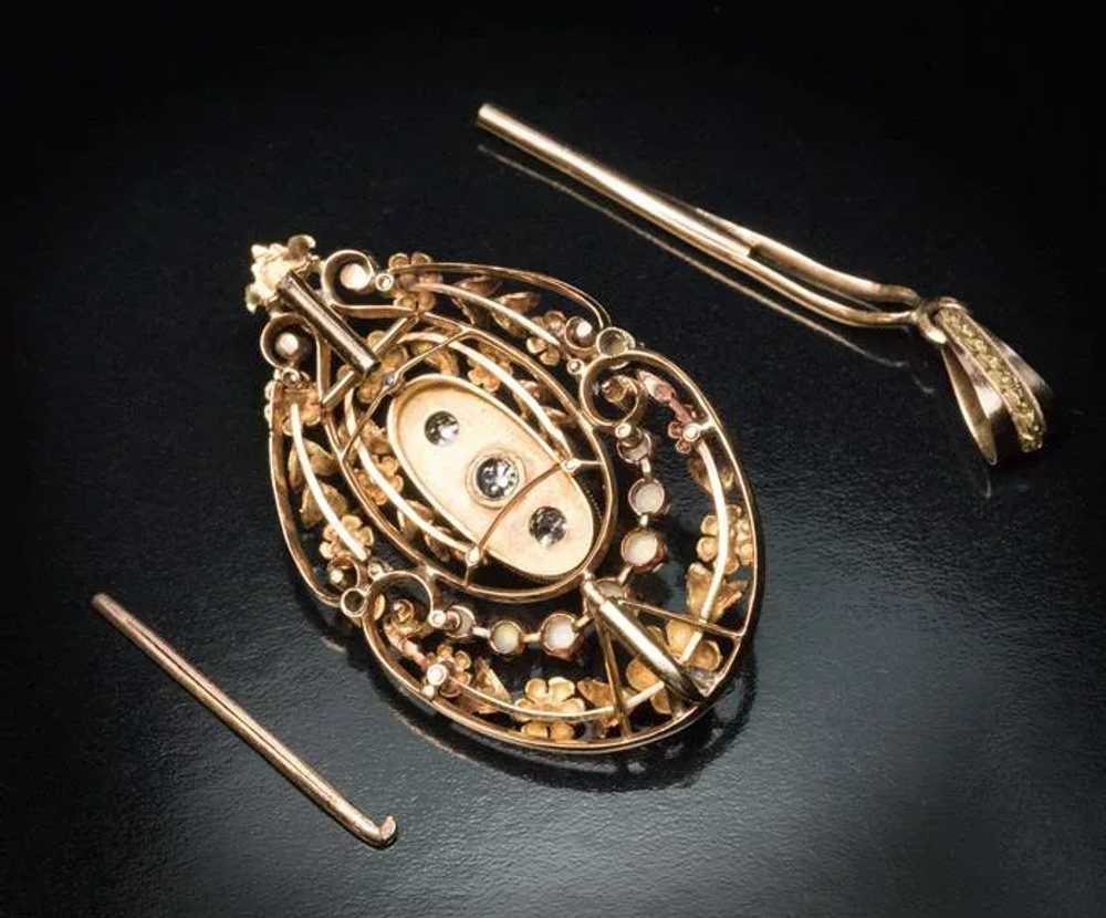 Belle Époque Antique French 18K Gold Diamond Pear… - image 8