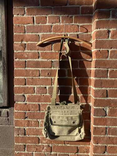 1940’s Vintage Canvas Fishing Trout Bag with Leather Trim & Shoulder Strap