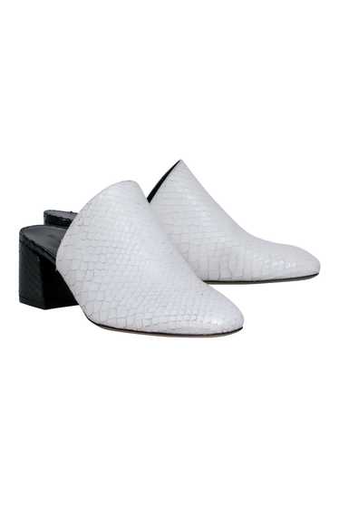 M. Gemi - White & Black Snake Textured Mule Shoes 