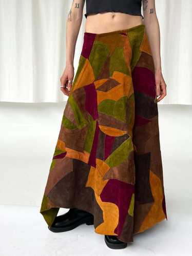 Suede 1970s Patchwork Skirt