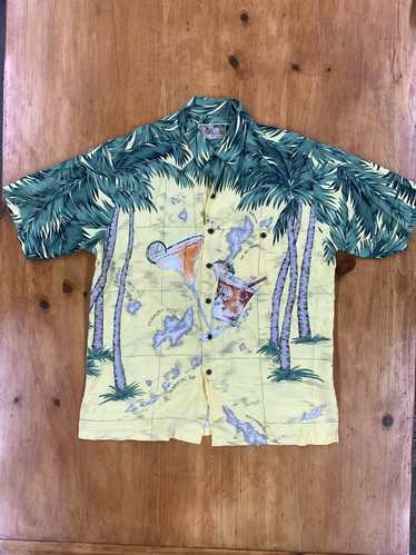 Vintage Hawaiian Shirt Winnie Fashion Aloha Shirt Tropical Bird of Paradise Tye Dye Print 100% Cotton Men Camp - XL - Oahu Lew's Shirt Shack