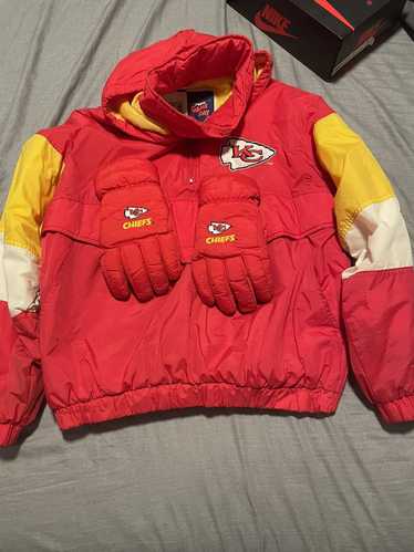 VTG Kansas City Chiefs Jacket Mens 2XL XXL Yellow Red 90s Logo 7 Puffer  Spellout