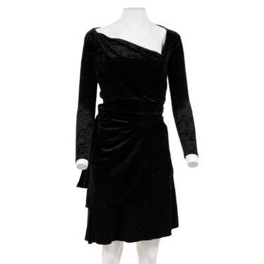 Balenciaga Wrap Mini Dress Black Crushed Velvet T… - image 1