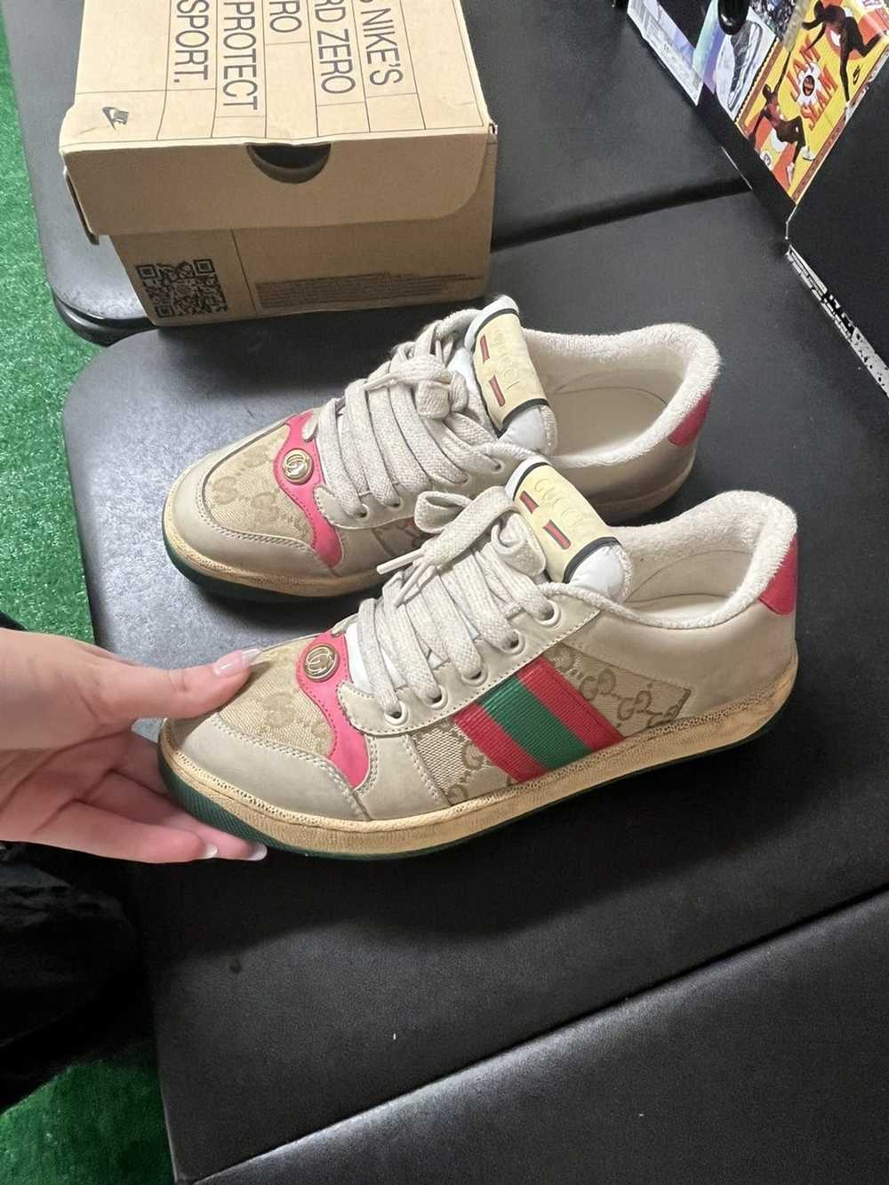 Gucci Gucci Pink Screener Leather Sneaker - Gem