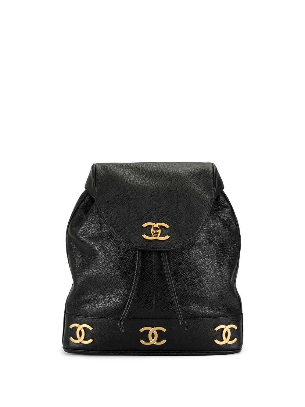 CHANEL Pre-Owned 1992 triple cc logo backpack - B… - image 1