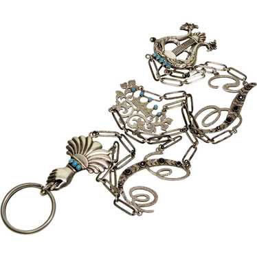 Antique Victorian Hand Key Holder Chatelain Chain… - image 1