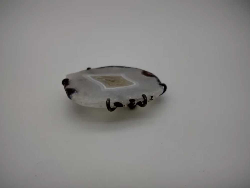 Agate brown white stone slab sterling silver 925 … - image 4