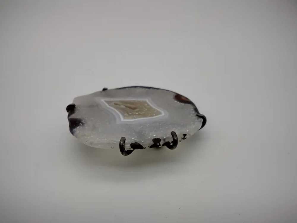 Agate brown white stone slab sterling silver 925 … - image 5