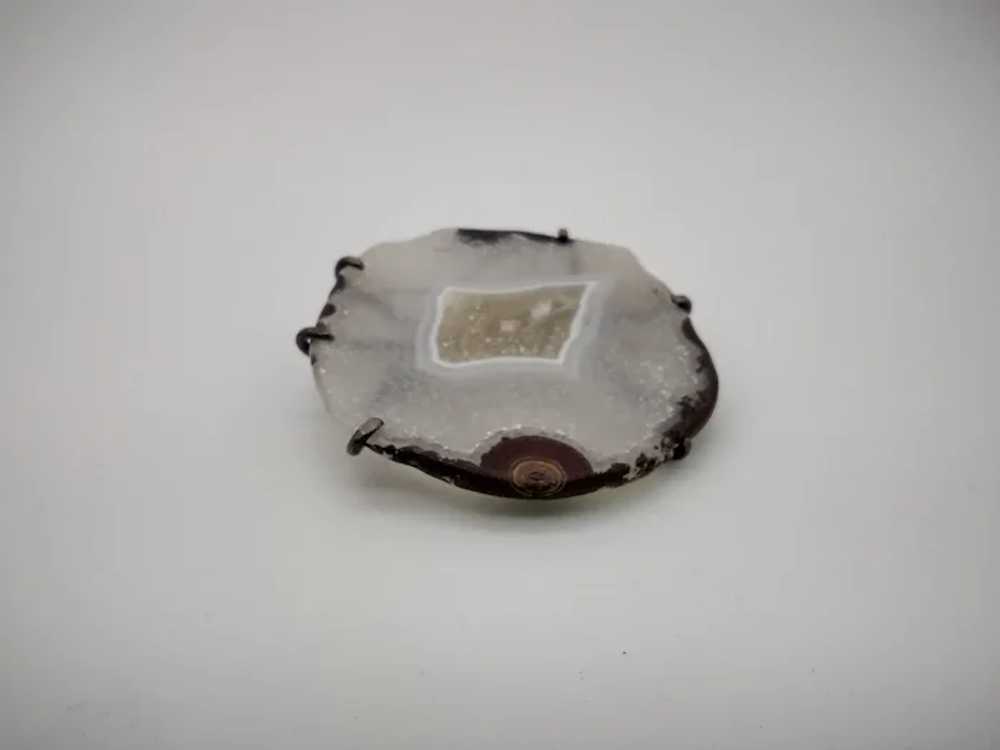 Agate brown white stone slab sterling silver 925 … - image 6