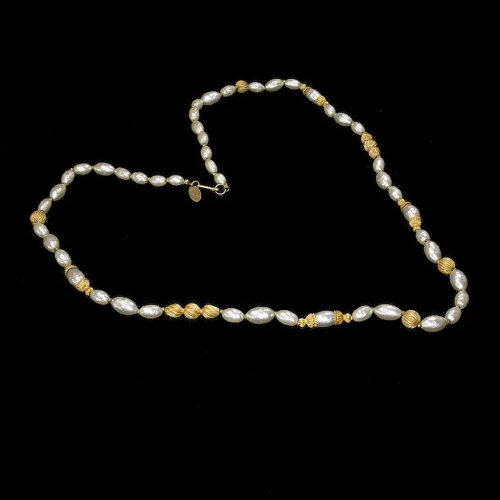Miriam Haskell faux Baroque Pearl Necklace – 30 i… - image 4