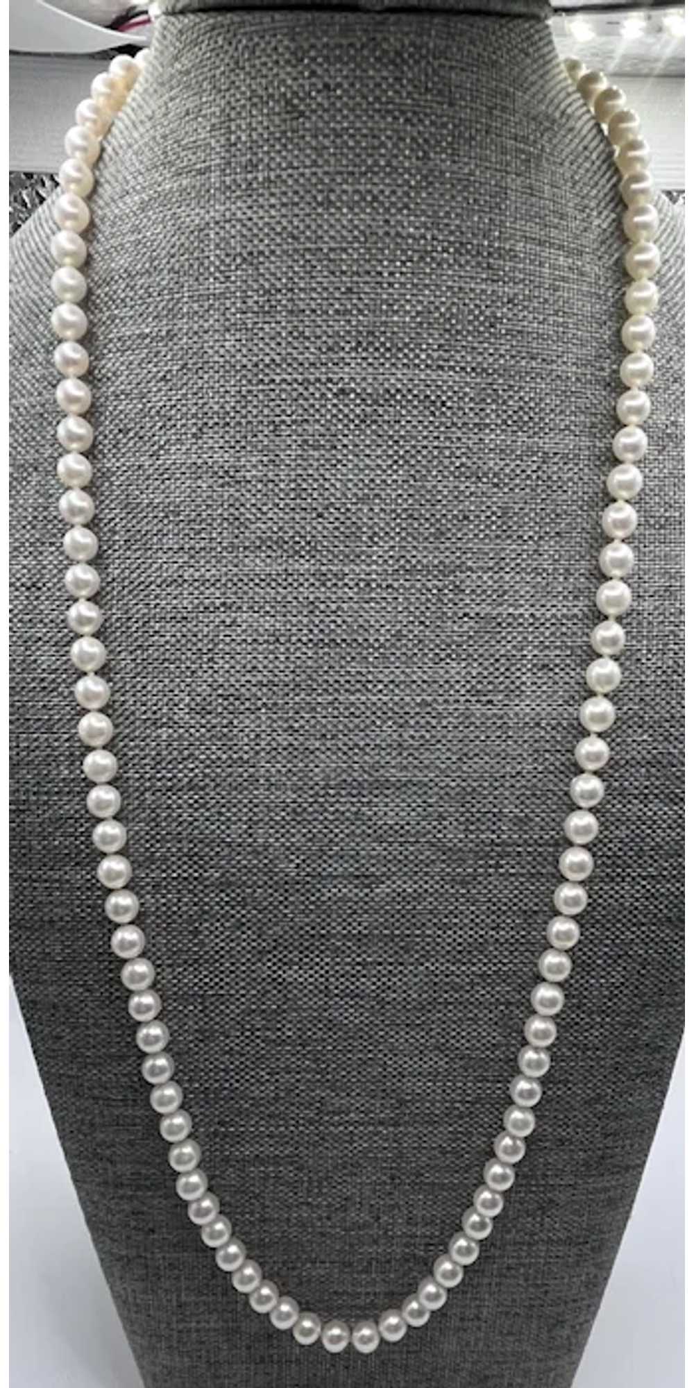 Vintage 24” Akoya 5mm Pearl Necklace with 14K Whi… - image 3