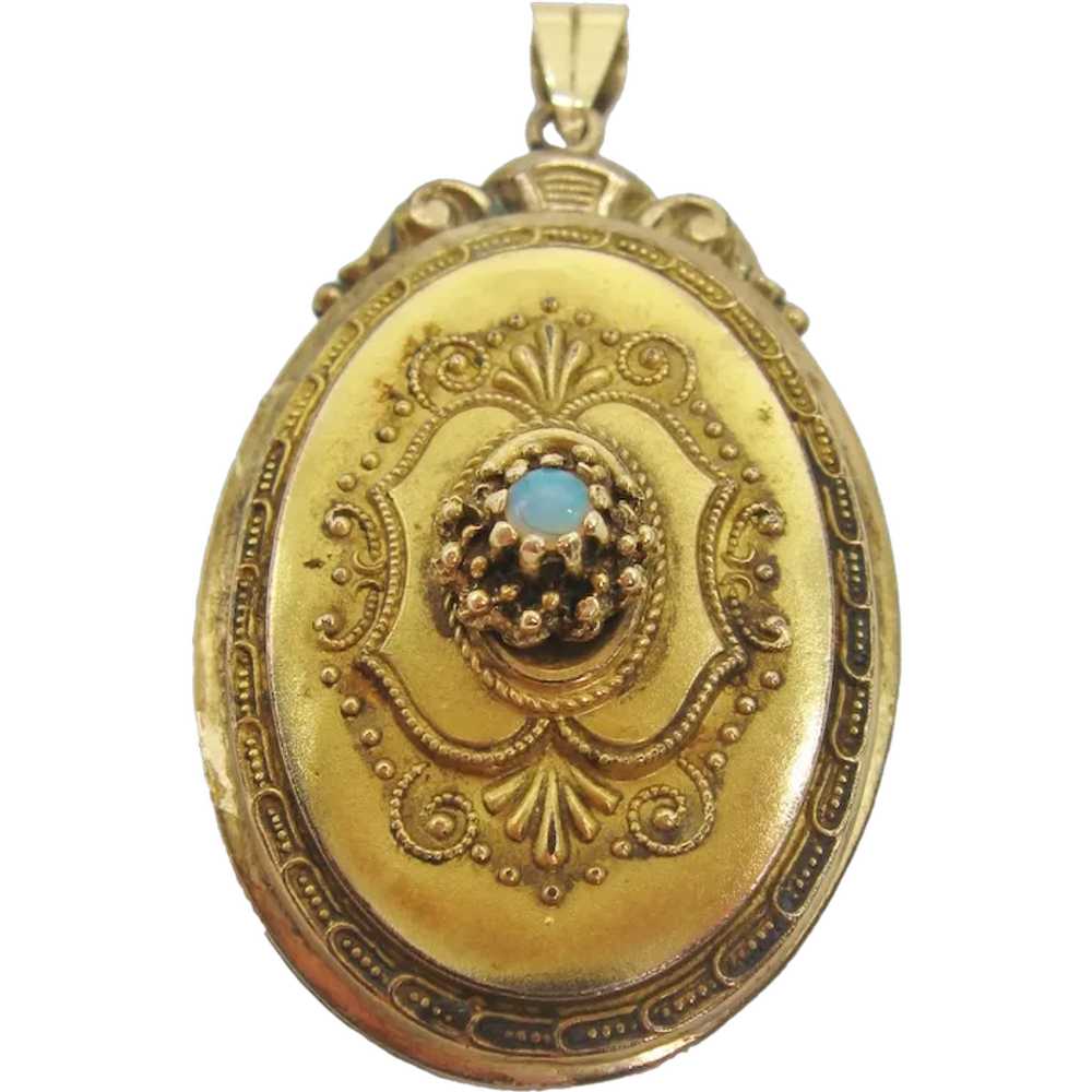 Vintage Victorian Gold Filled Memorial Locket- Pe… - image 1