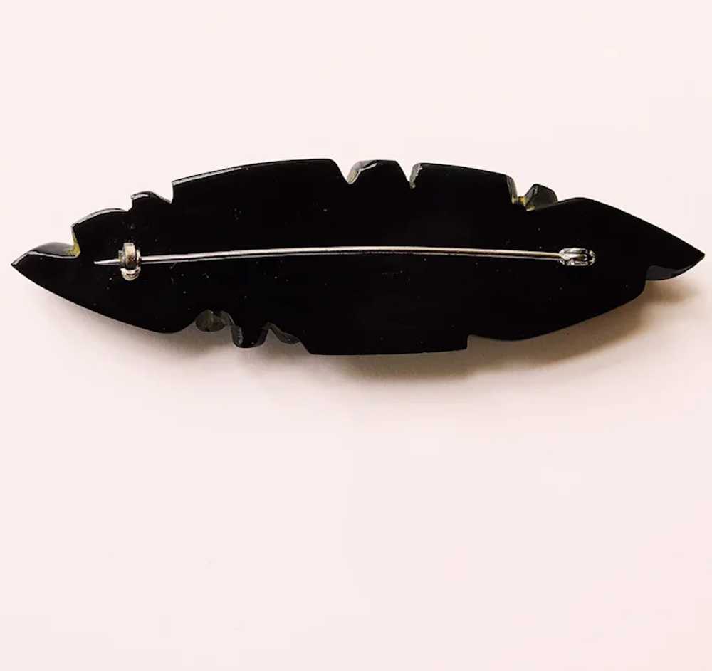 Fabulous DEEPLY CARVED BAKELITE Black Brooch - La… - image 2