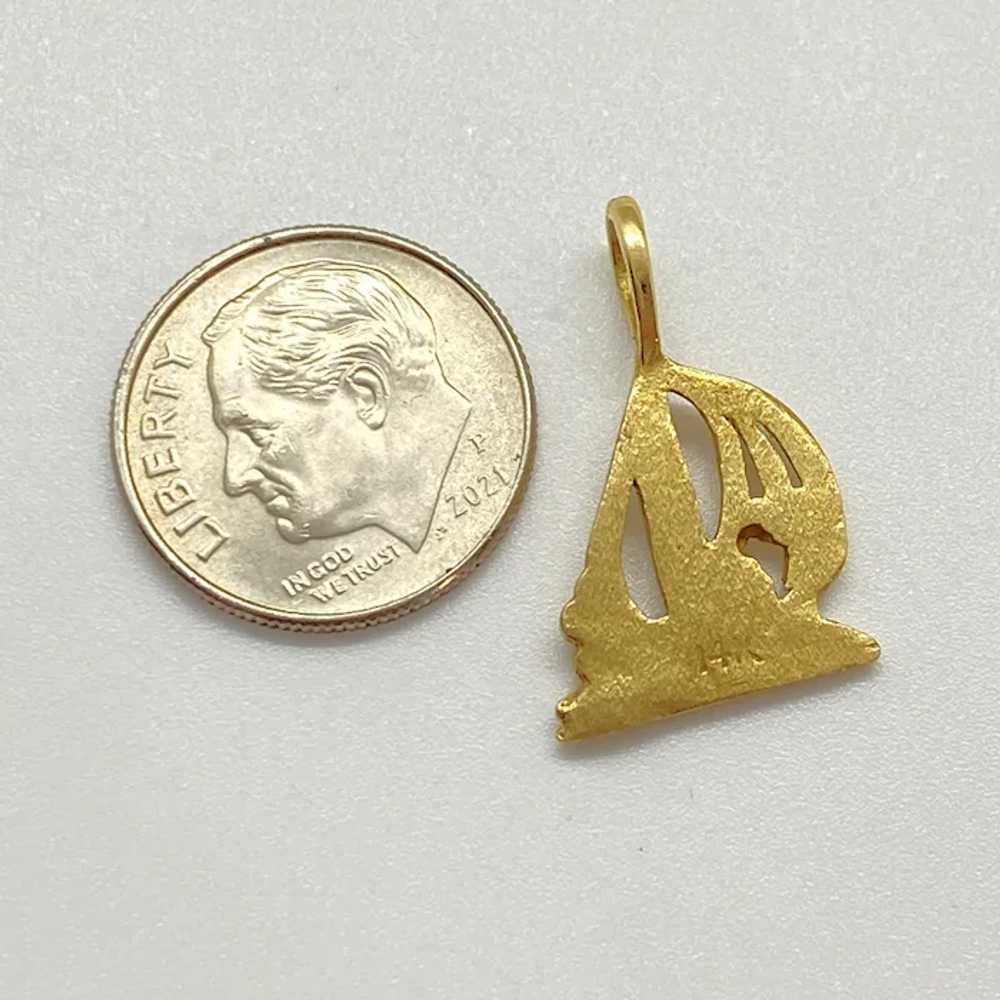 Sailboat Vintage Charm Pendant 14K Gold - image 2