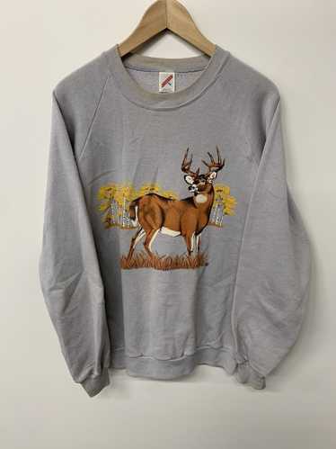 Vintage Vintage Crewneck Grey Deer Print Crewneck