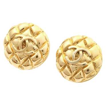 Chanel Chanel here mark matelasse earrings button… - image 1