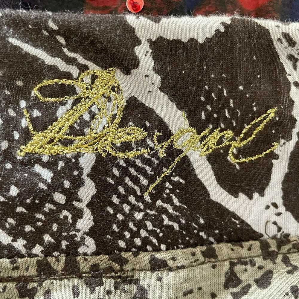 Desigual Brown Snake Print Floral Embroidered Bea… - image 5