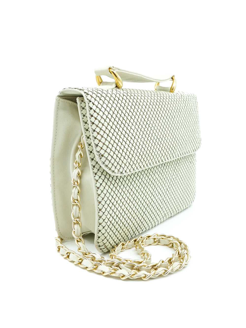 Whiting and Davis Cream Chainmail Bag - image 3