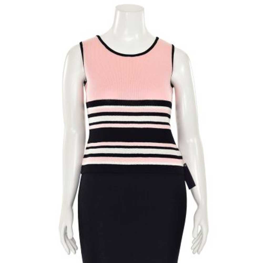 St. John Sport Striped Sleeveless Shell in Pink/B… - image 1