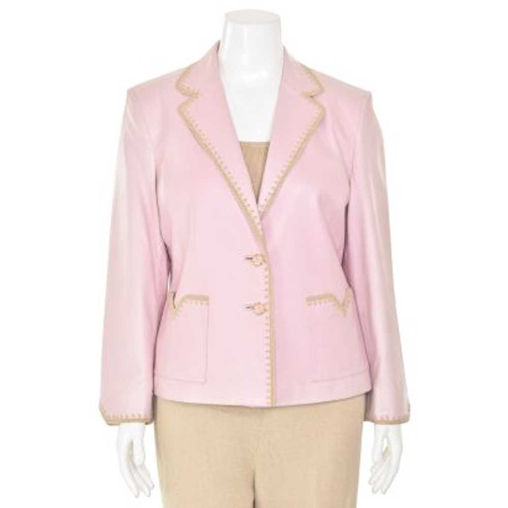 St. John Collection Leather Jacket in Pink/Camel - image 1