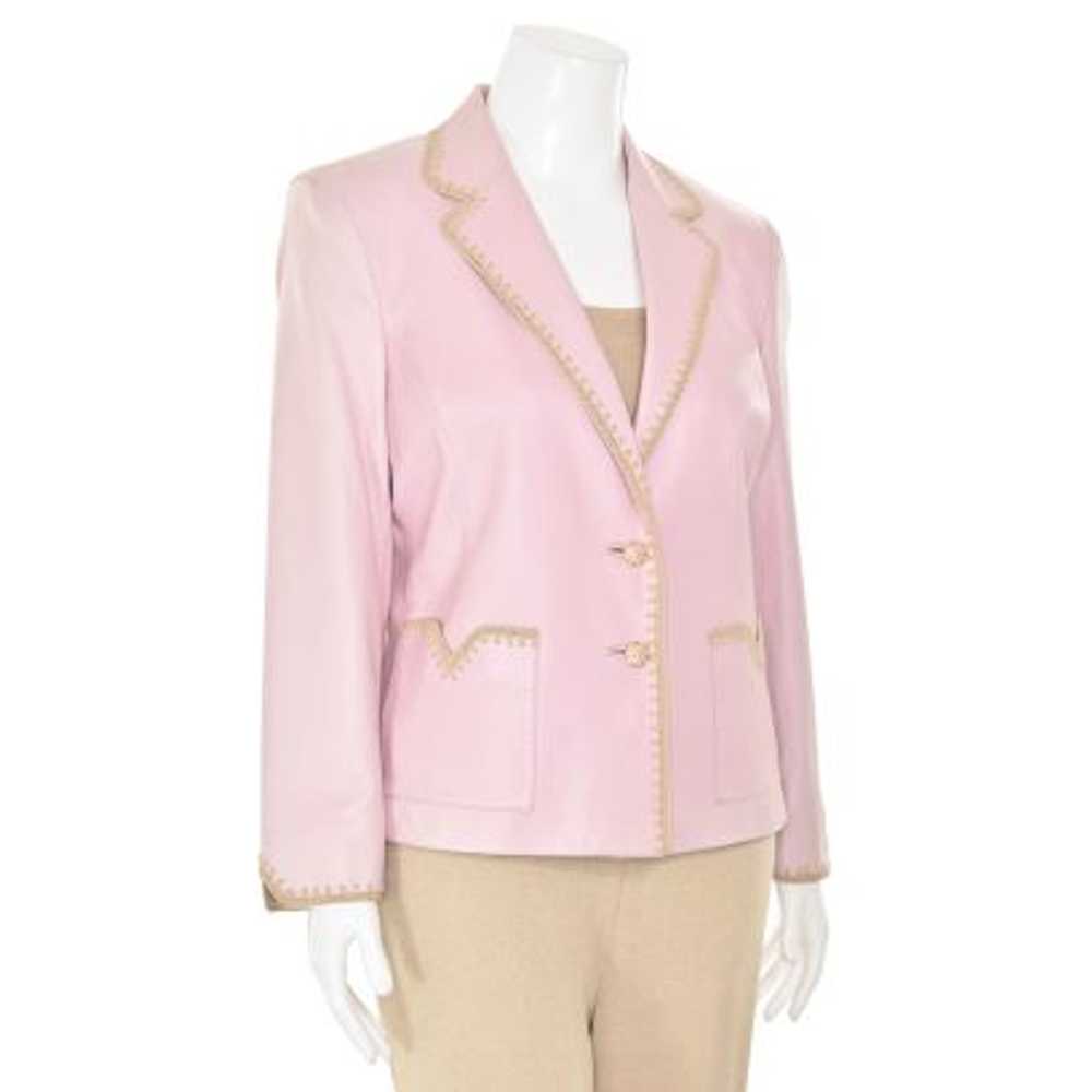 St. John Collection Leather Jacket in Pink/Camel - image 4
