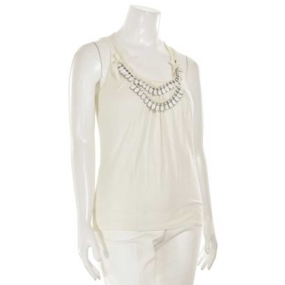 St. John SoCa White Jeweled Top in Bright White - image 3