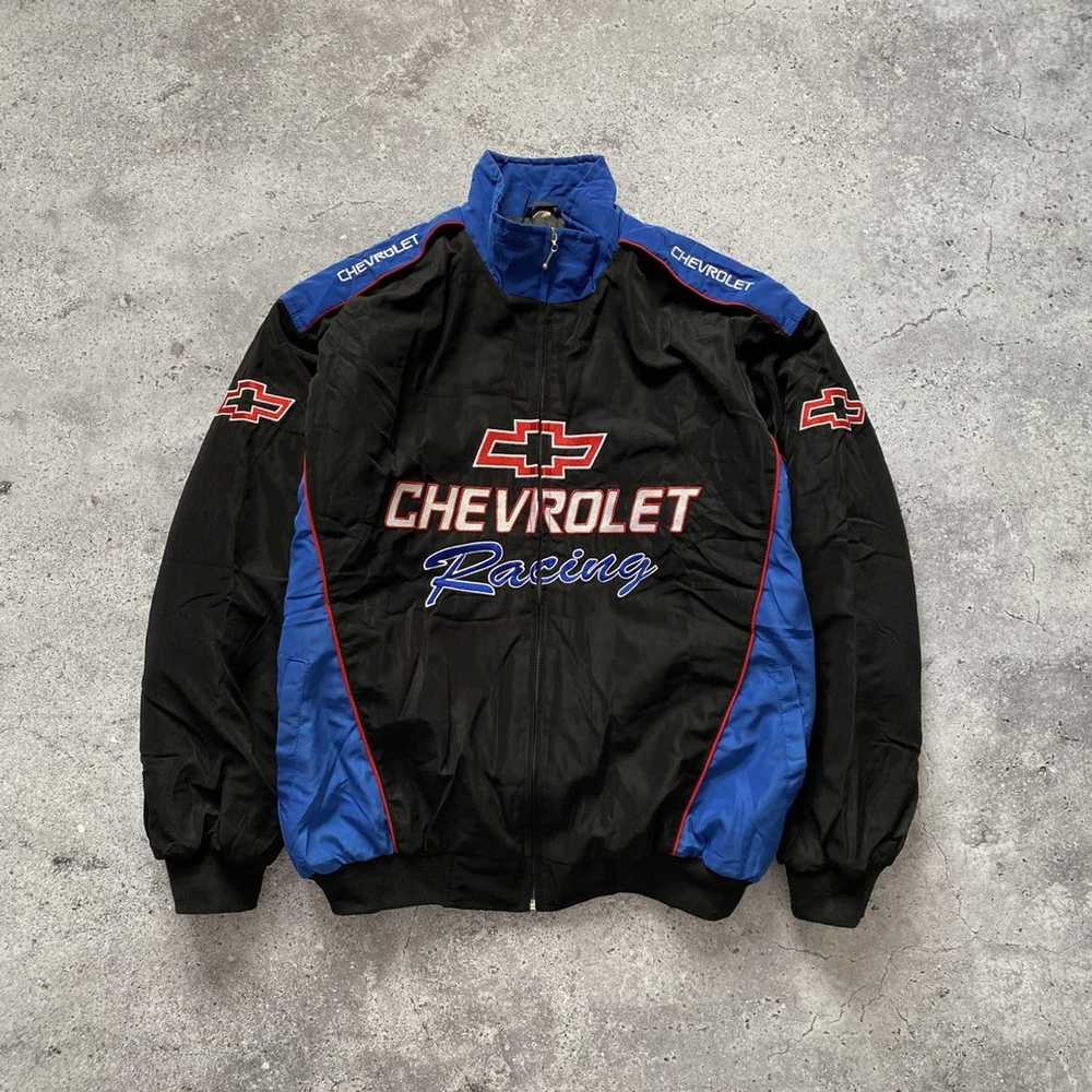 Bomber Jacket × Racing × Streetwear Vintage Chevr… - image 1