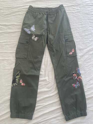 Butterfly & Floral Embroidered Camo Pants