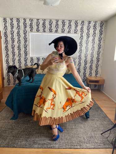 Vintage 50s Bull Matador Novelty Circle Skirt Fits