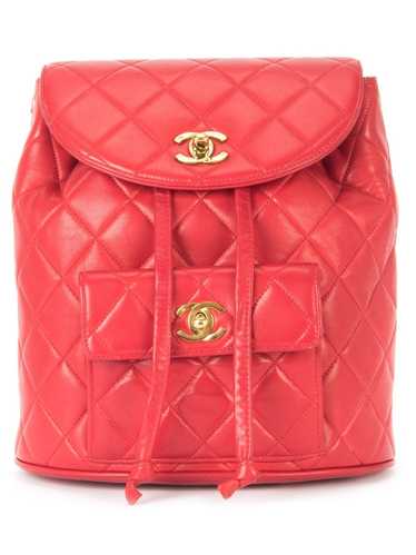 CHANEL Pre-Owned quilted chain backpack - Red